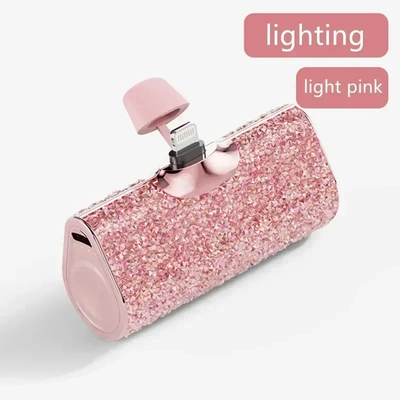 Power Bank Shiny Diamond Fashion High Quality 5000mAh Portable Charger Mobile Power Bank Power Banks Fast Charging
