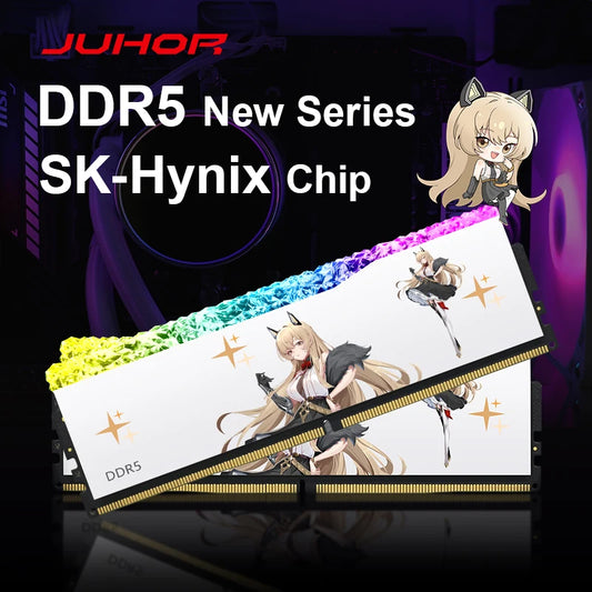 JUHOR Memoria Ram RGB DDR5 6400MHz 6800MHz 7200MHz DDR5 Memori Desktop UDIMM Cip SK-Hynix