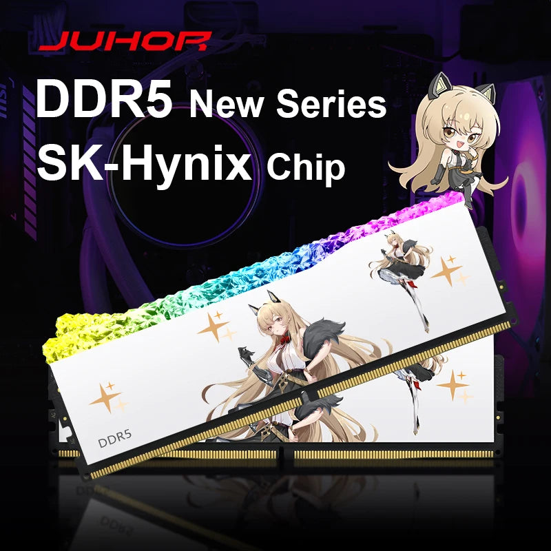 JUHOR Memoria Ram RGB DDR5 6400MHz 6800MHz 7200MHz DDR5 Memori Desktop UDIMM Cip SK-Hynix