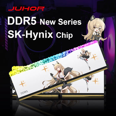 JUHOR Memoria Ram RGB DDR5 6400MHz 6800MHz 7200MHz DDR5 Memori Desktop UDIMM Cip SK-Hynix