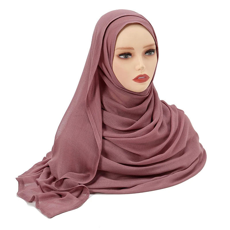Tudung Muslimah untuk Wanita Selendang Nipis Polos Selendang Femme Musulman Lembut Viscose Rayon Tudung Kepala Serban Islami 200x85cm