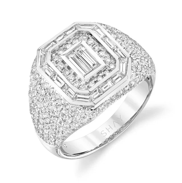 Milangirl New Hip Hop Rock Five Star Rings Men Luxury Gold Silver Color Rhinestones Zircon Pentagram Rings Women Wedding Party