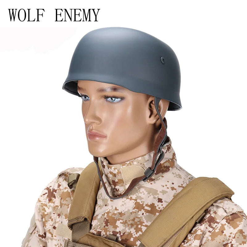 WWII Fallschirmjager M38 Helmet Keluli Dengan Pelapik Kulit Topi Payung Pasukan Kelabu Topi Keledar Perang Dunia 2 M38