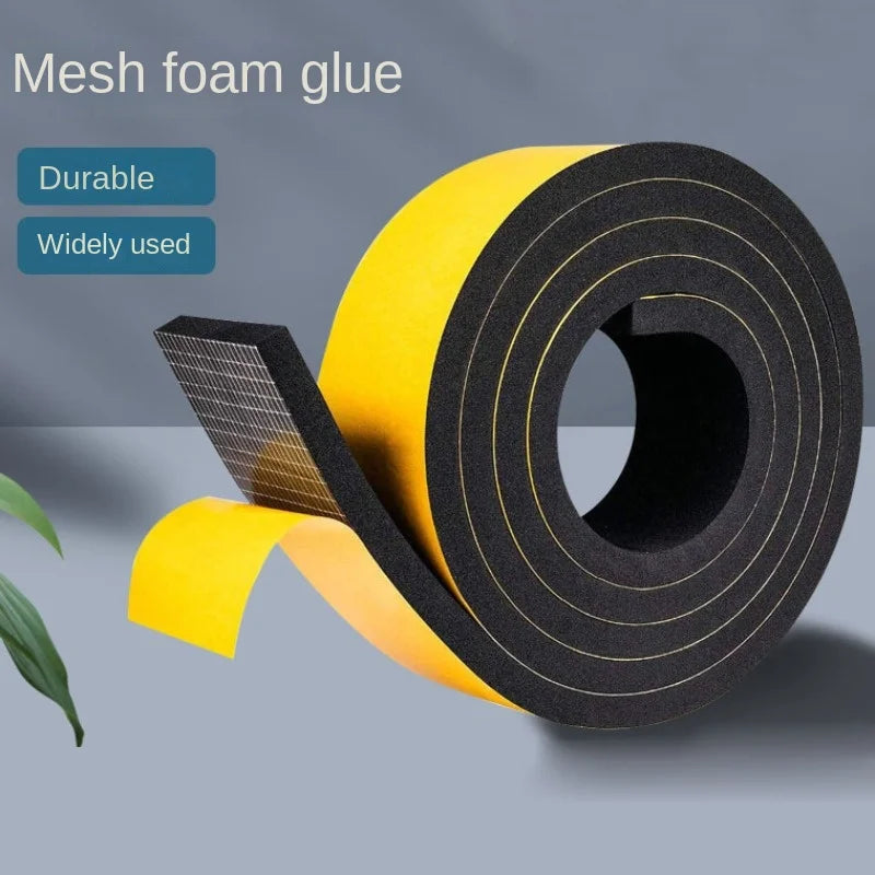 10M EPDM Pelekat Sendiri Span Kedap Jalur Getah Buih Hitam Kuat Pelekat Satu Sebelah Kalis Bunyi Anti-perlanggaran Pengedap Gasket