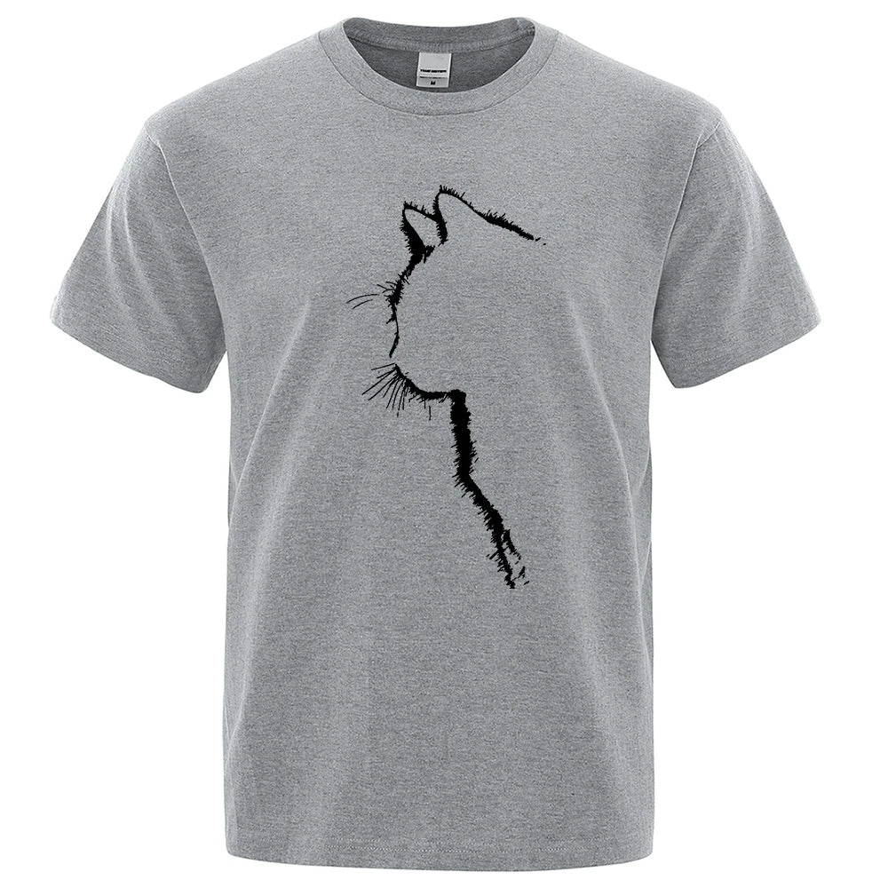 Cotton T-shirts for Men Funny Printed Cool Cat Animal T Shirts Oversized Loose Short Sleeve T-shirt Male Hip Hop Streetwear