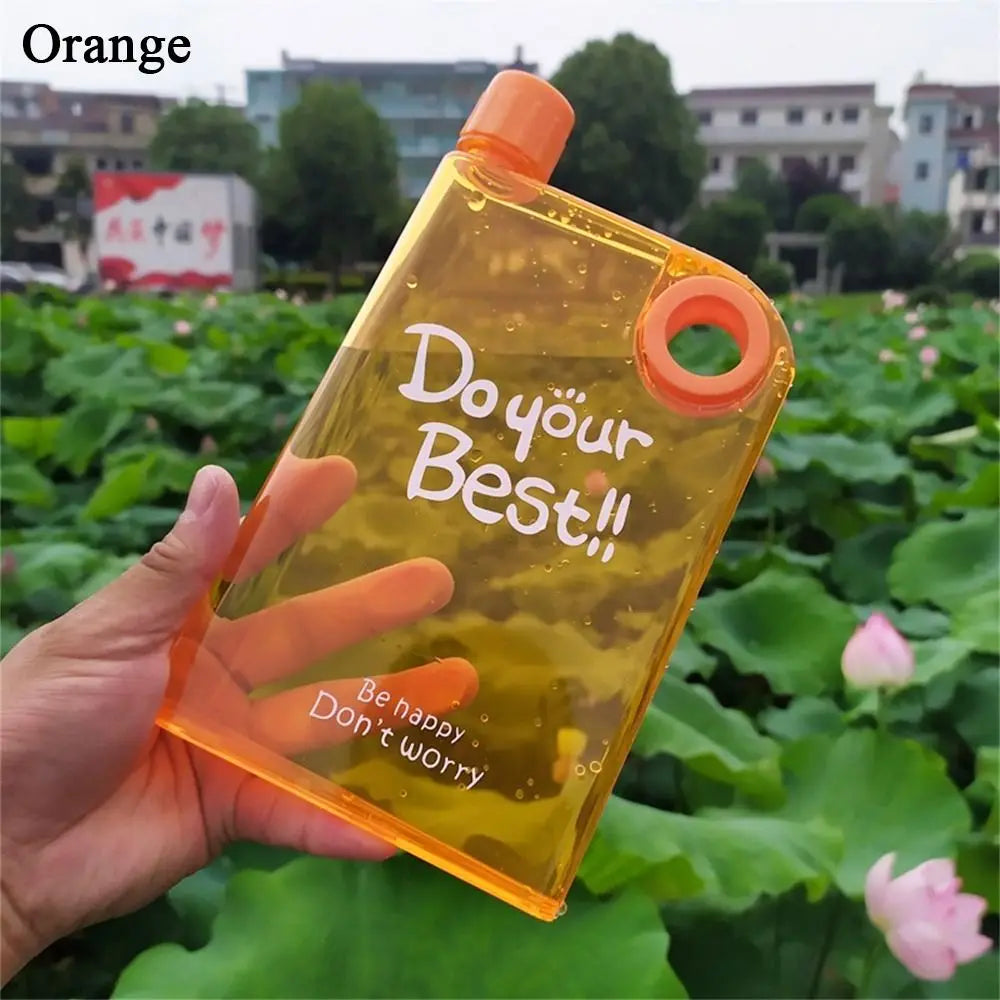 380ML Transparent Flat Water Bottle Plastic Travel Bicycle Drinking Juice Cup Reusable Portable Bottles BPA Free Sport Bottle