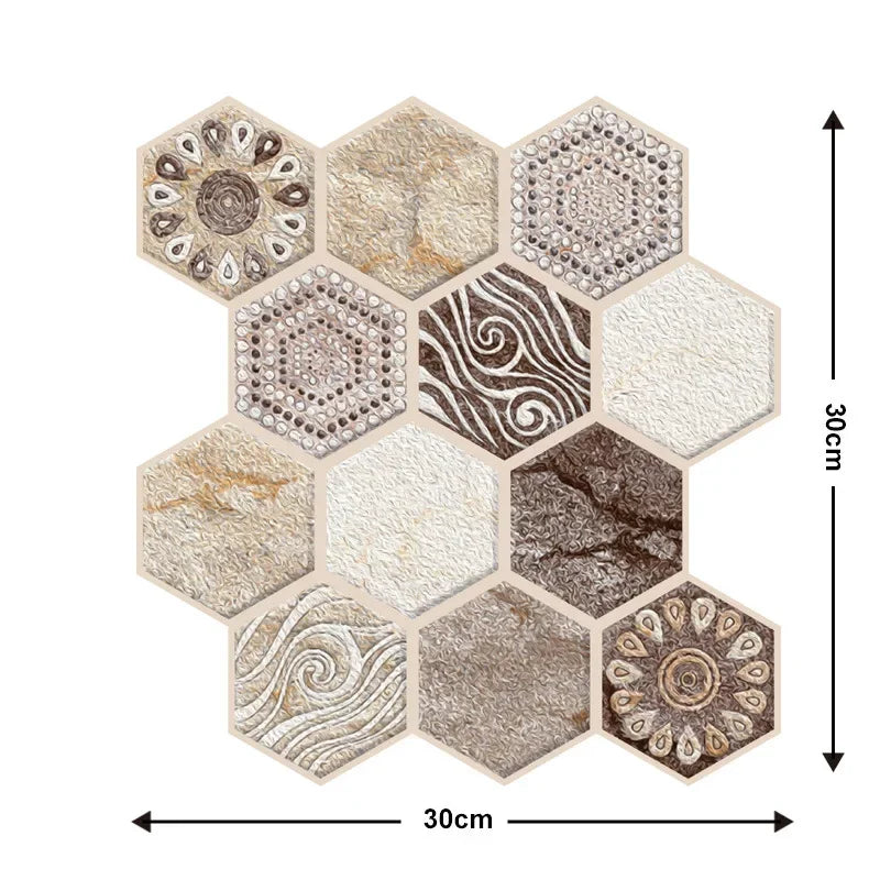 10 Keping Pelekat Dinding Pelekat Diri 3D 30x30cm Kertas Dinding PVC Kalis Air Mural Seni Dinding Boleh Alih untuk Hiasan Ruang Tamu Rumah DIY