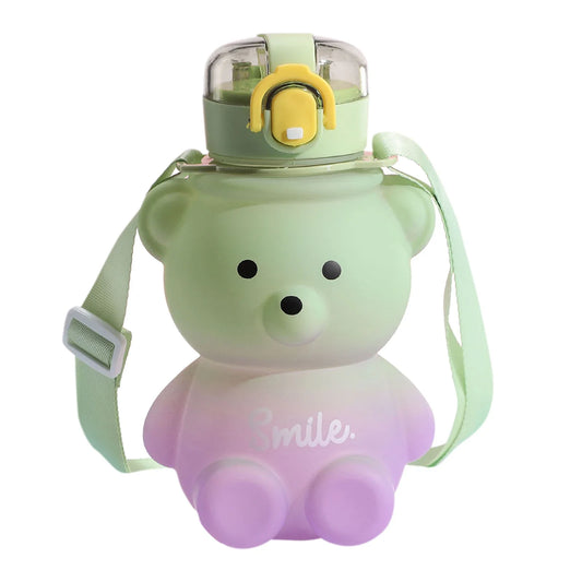 1000ml Kawaii Bear Water Bottle Cute Kids Student Girls Straw Drinking Cup