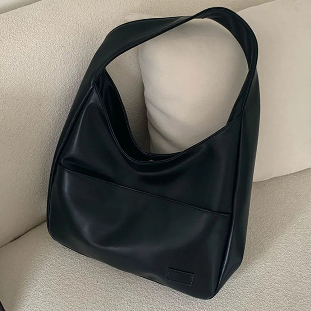Beg Bahu Kulit PU Wanita Kasual Beg Tangan Tote Retro Kapasiti Besar Beg Ketiak Beg Ketiak Lembut Beg Musim Gugur Musim Sejuk