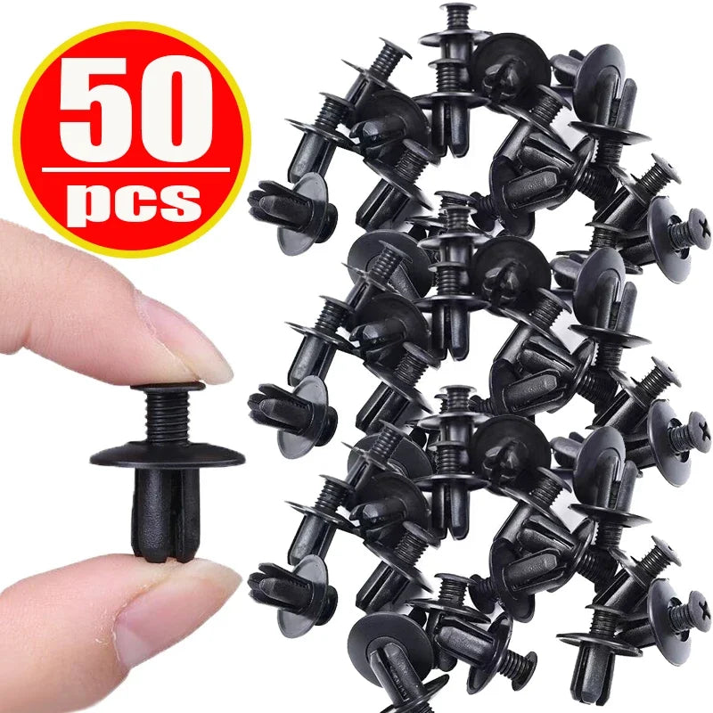 Bamper Kereta Fender Rivet Hitam Alat Kereta Klip Pengikat 8mm Auto Universal Paku Pengembangan Plastik Skru Pengikat
