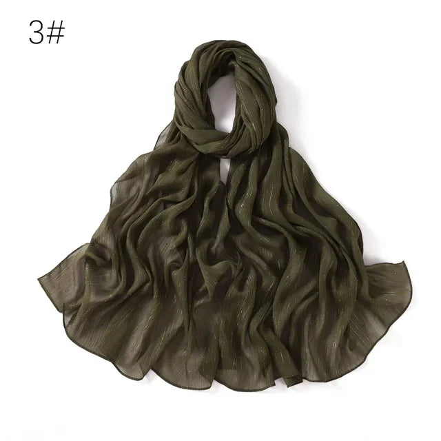 Selendang Lurex Biasa Selendang Berkilauan Berkilauan Wanita Muslimah Hijab Wanita Berkualiti Tinggi Bungkus Mencuri Kedutan Rhinestone Scarves Stoles