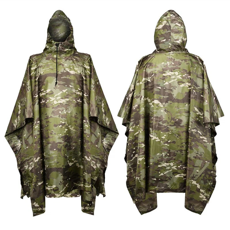 Lelaki Kedap Air Zipper Camo Baju Hujan Kedap Air Kot Hujan Lelaki Baju Hujan Wanita Awning Khemah Hujan Motosikal Hujan Ponco