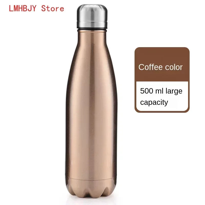 500ml Double-Wall Insulated Vacuum Flask Stainless Steel Thermos Cola Water Beer Outdoors Sport Water Bottle