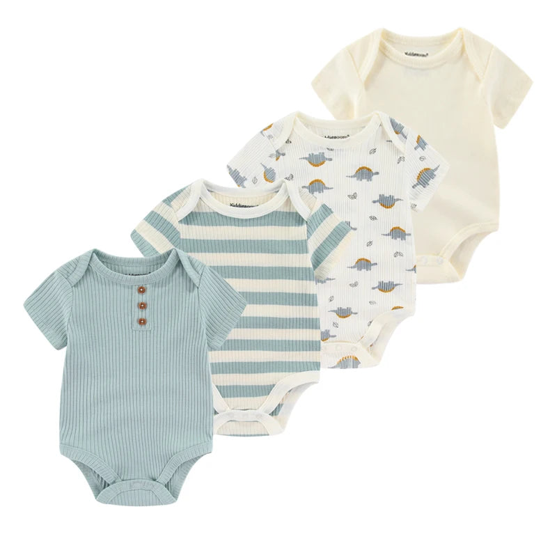 1/4Pcs Newborn Bodysuit Baby Boy Short Sleeve Jumpsuit Cartoon Print Toddler Girl Cotton Clothes 0-12Month Infant Romper Outfits