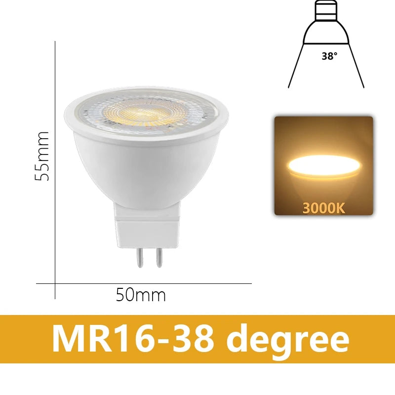 MR16 GU5.3 LED Spotlight 220V AC110V AC/DC12V 3W-8W Beam Angle 38/120 Degree for home Energy Saving indoor Light Bulb for Table