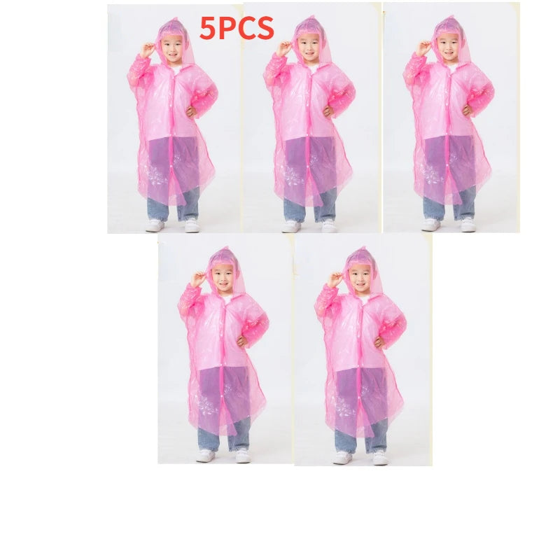 5/10PC Disposable Raincoat Adultchildren Waterproof Rain Coat Hiking Camping Poncho Hood Raincoat Outdoor Travel Rain Wear