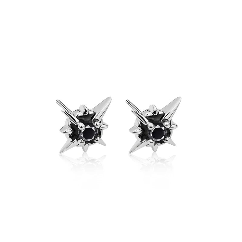 2022 New Trend Black Zircon Star Stud Earrings for Men Women Black Couple Personality Hip-hop Earrings Party Accessories Jewelry