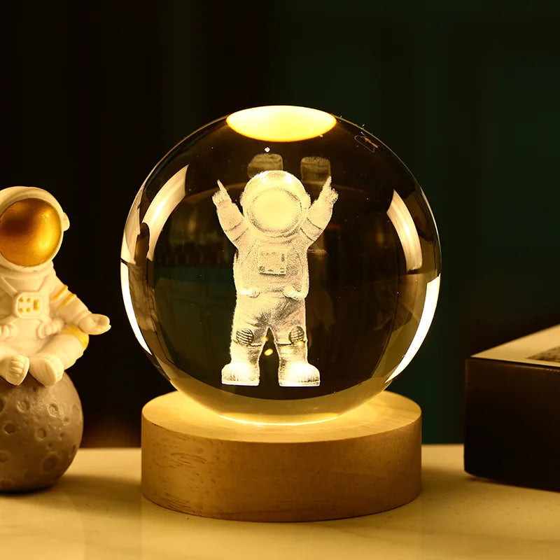 Bola Kristal 3D Kreatif Planet Galaksi Glob Kaca Bola Kristal Bulan Hiasan Desktop Tepi Katil Hiasan Rumah Hadiah Perhiasan Rumah