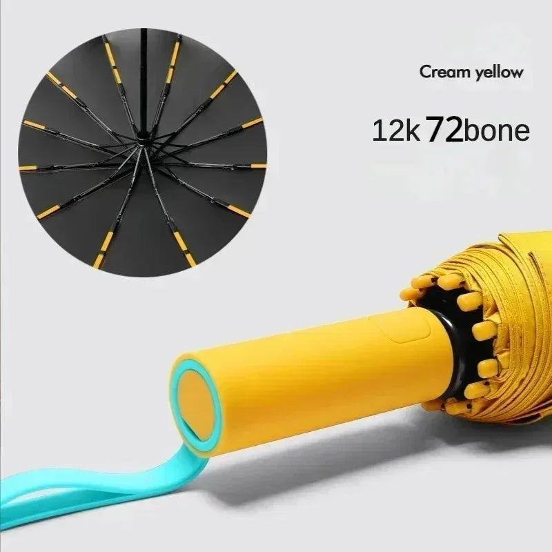 Super Strong Windproof Automatic Folding Men Umbrella, 72 Bone Reinforced, Large Rainproof Sun UV Protection Umbrellas Women