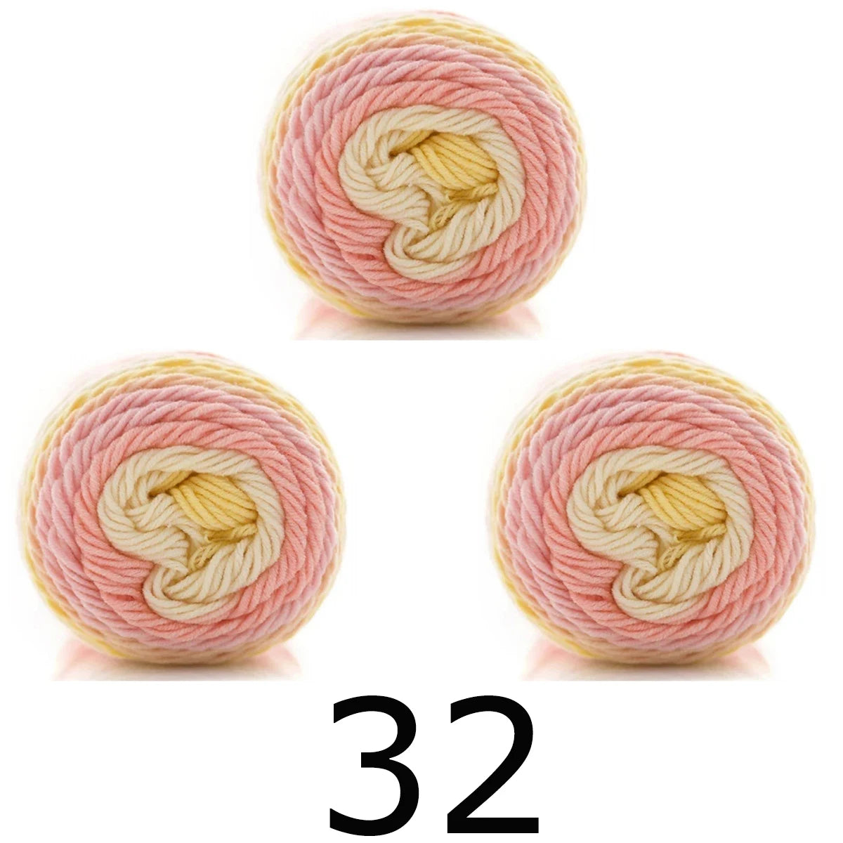 3pcsX100g Benang Pelangi 5 Segmen Helai Benang Dicelup Buatan Tangan DIY Benang Rajutan untuk Topi Sweater Selendang Sofa Kusyen Benang Kek 193M