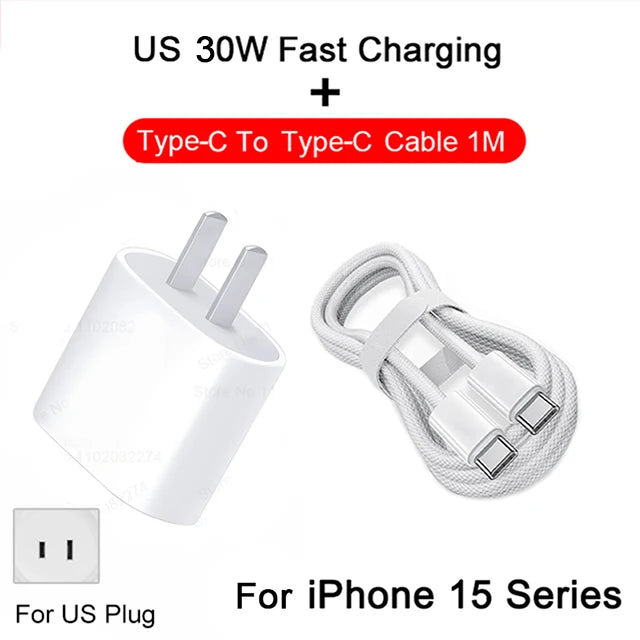 PD 30W Fast Charger For Apple iPhone 14 11 12 13 15 Pro Max Fast Charging Cable For iPhone 15 14 Plus Charger Phone Accessories