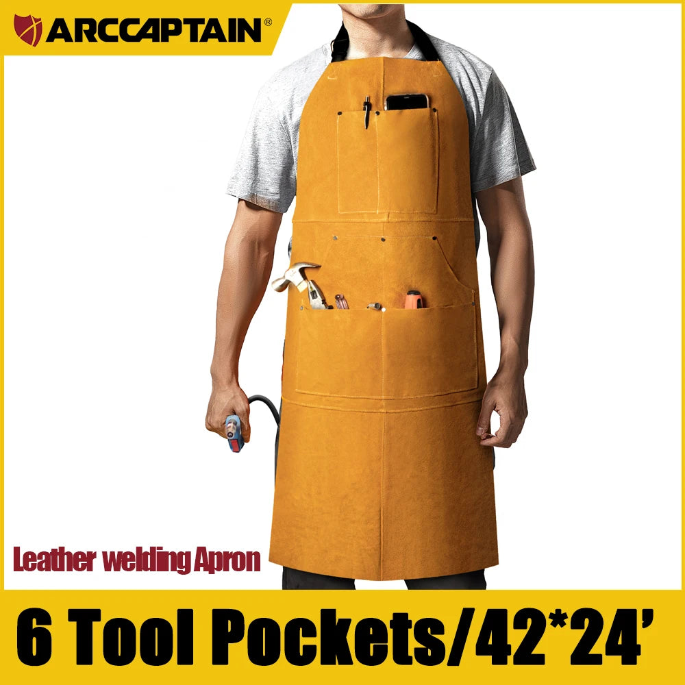 Welding Apron Leather Sleeveless Welder Blacksmith Apron Heavy Duty Flame Retardant Welding Safety Workwear Protective Clothing