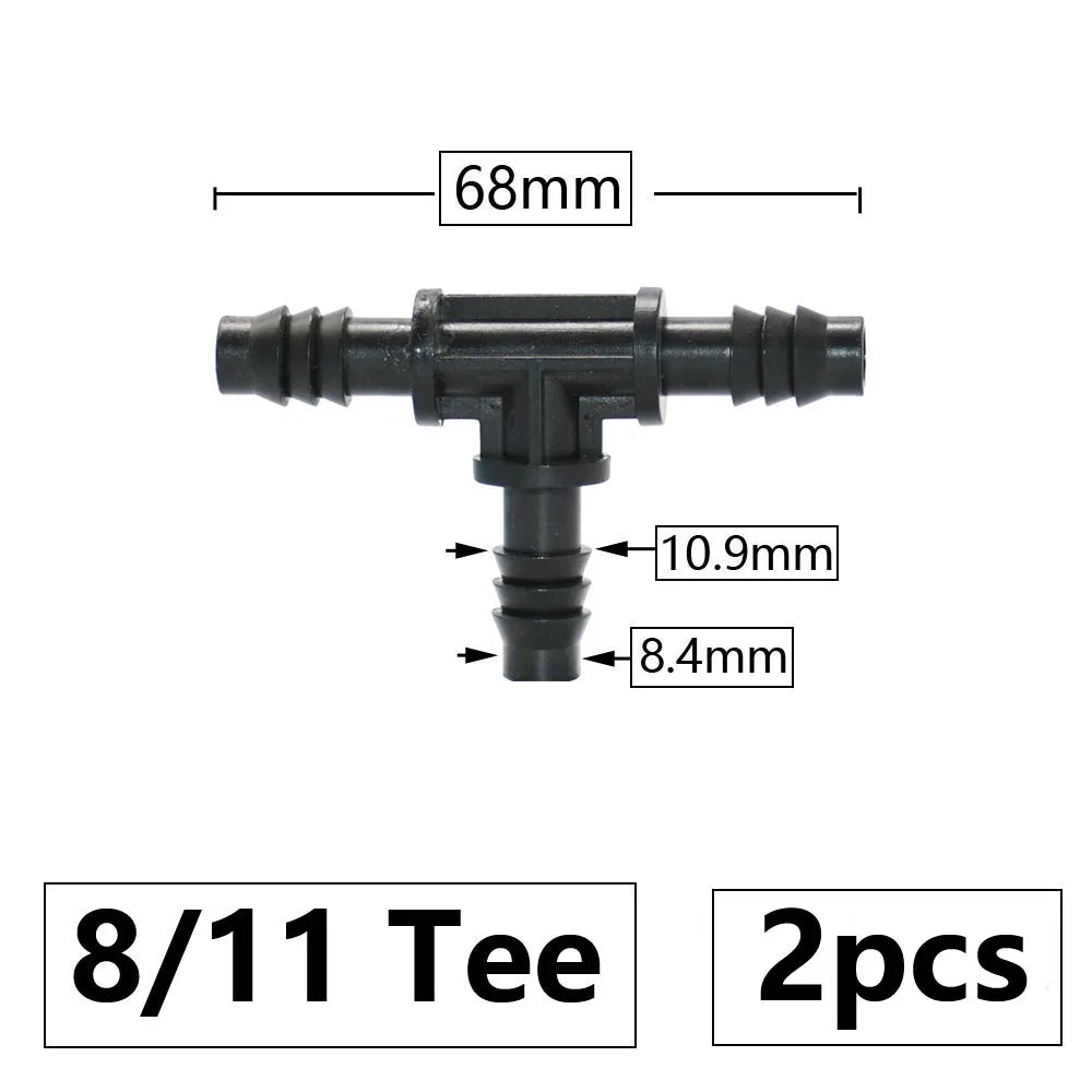 3/8" 8mm Penyambung Hos Taman 8/11 Hingga 4/7 3/5mm Pengurangan Hos Pemisah Air Tee Siku Hujung Palam Titisan Sistem Pengairan