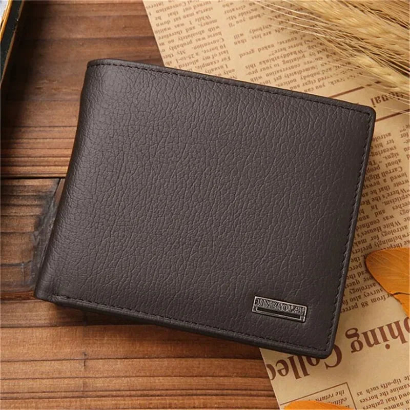 Wallets Premium Product Real Cowhide Wallets for Man Short Black Walet Portefeuille Homme