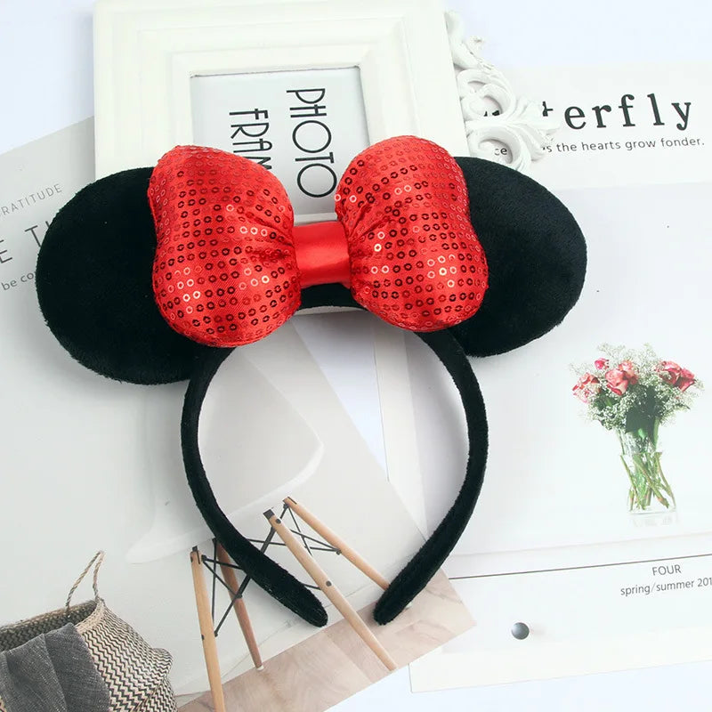 Cartoon Anime Mouse Ears Headband for Women Men Hair Accessories Cute Mouse Elasticity Bow Headdress Toys Childrens Xmas Gifts