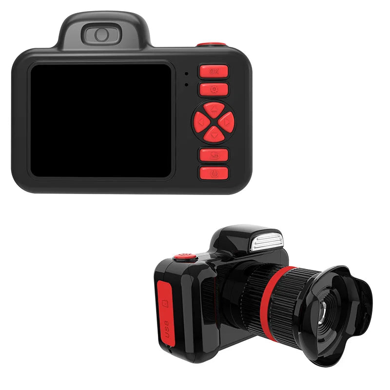 Zoom Lensa Panjang Mainan Kamera Digital Kanak-kanak Kamera Video Foto 1080P Flash Skrin 2.0 inci Hadiah Pesta Ulang Tahun Kamera Kanak-kanak Mini