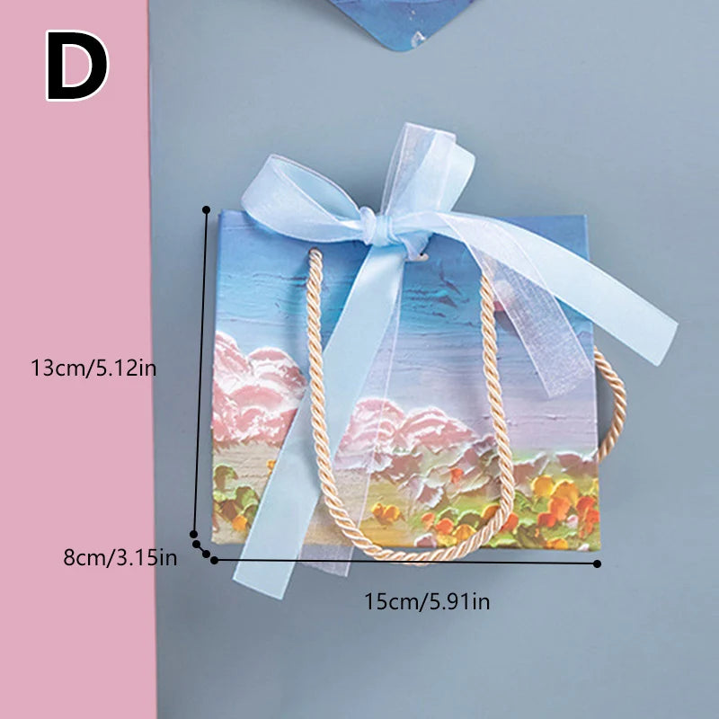 Flower Gift Pakcaging Bag 3D Cloud Oil Painting Paper Bag Valentine's Day Birthday Wedding Party Favor Bag Clothes Store Handbag