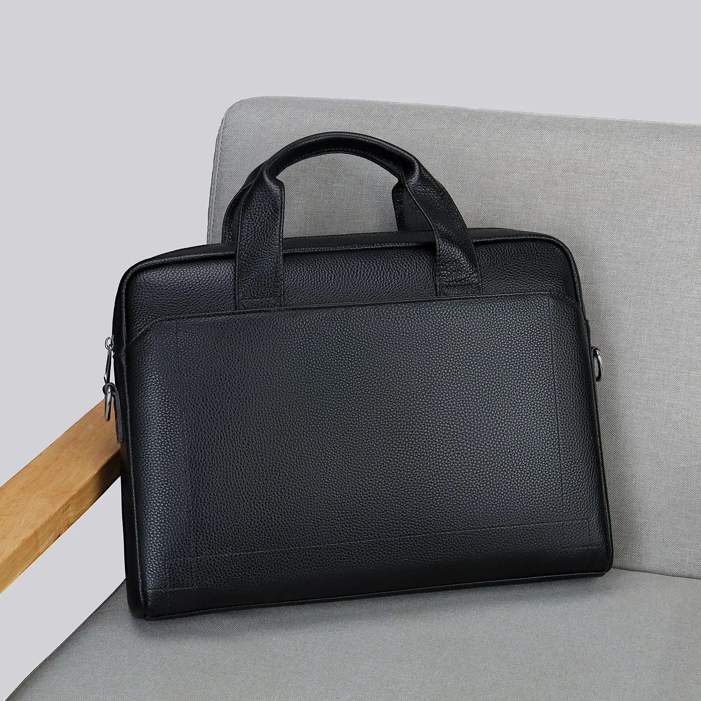 Beg Tangan Laptop Lelaki Kulit Tulen untuk MacBook Dell HP Acer 14 15 Inci Laptop Lelaki Beg Tangan Kulit Beg Komputer Beg Kerja Lelaki