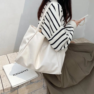 Casual Women Soft Leather Shoulder Bag Ladies Tote Purses Large Satchel Shoulder Handbag College Student 14 inch Laptop Tote Bag