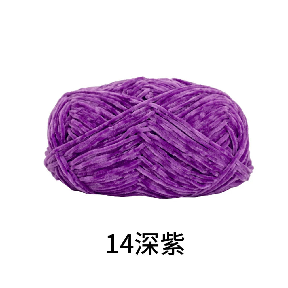 40g/roll 2mm Lustre Chenille Yarn DIY Hand Crochet Dolls Shoes Materials For Hand Knitting Thin Pleuche Wool Rope