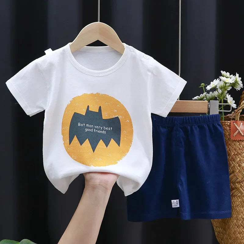 2PCS Children's Sets mother Kids Clothes Boys Girl T-shirt Shorts Summer Cotton Short sleeve Baby Children Clothing Toddler Suit