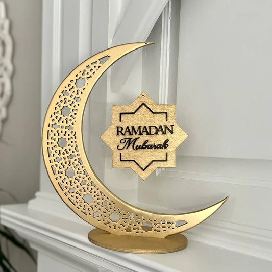 Hiasan Islam Hadiah Hari Raya Hiasan Meja Ramadhan Bulan Sabit Kayu Bulan Ramadan