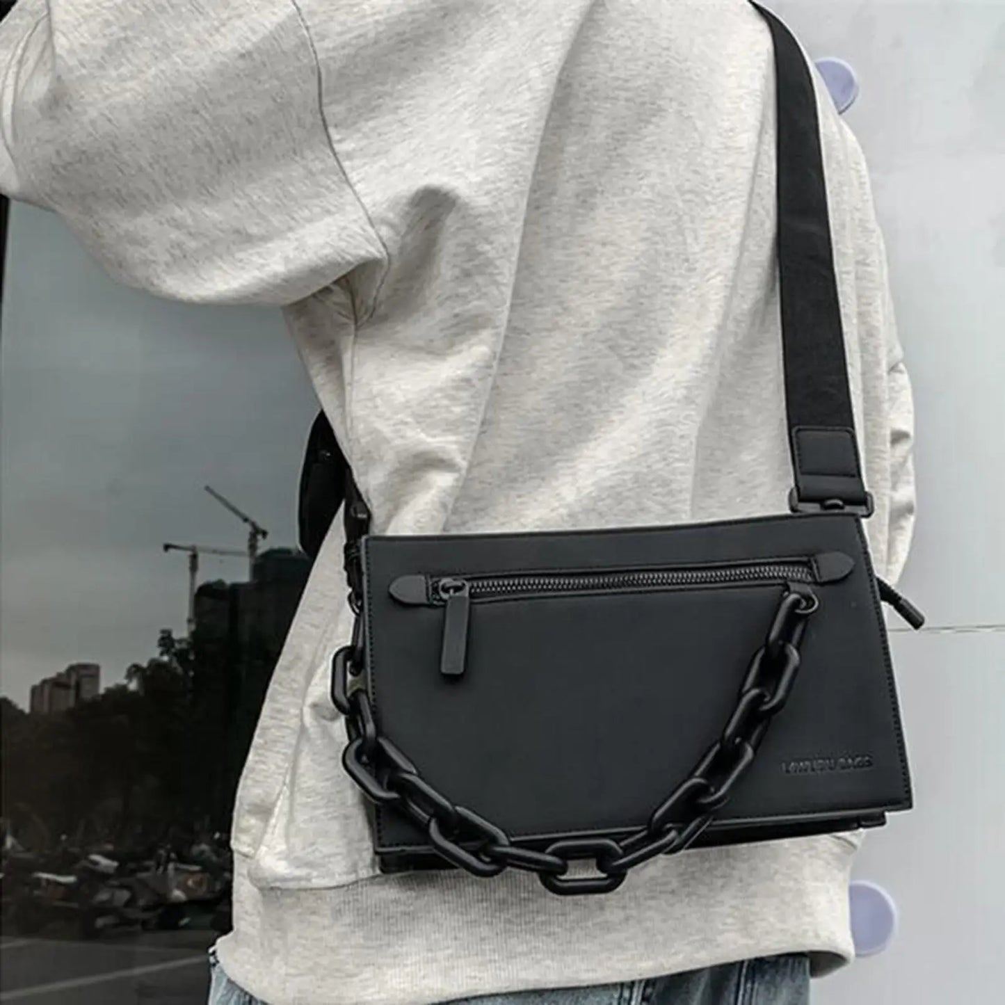 Beg Lelaki Crossbody PU Kulit Ringan dengan Poket Berbilang Beg Kecil