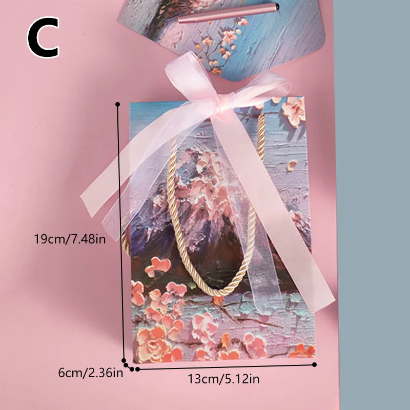 Flower Gift Pakcaging Bag 3D Cloud Oil Painting Paper Bag Valentine's Day Birthday Wedding Party Favor Bag Clothes Store Handbag