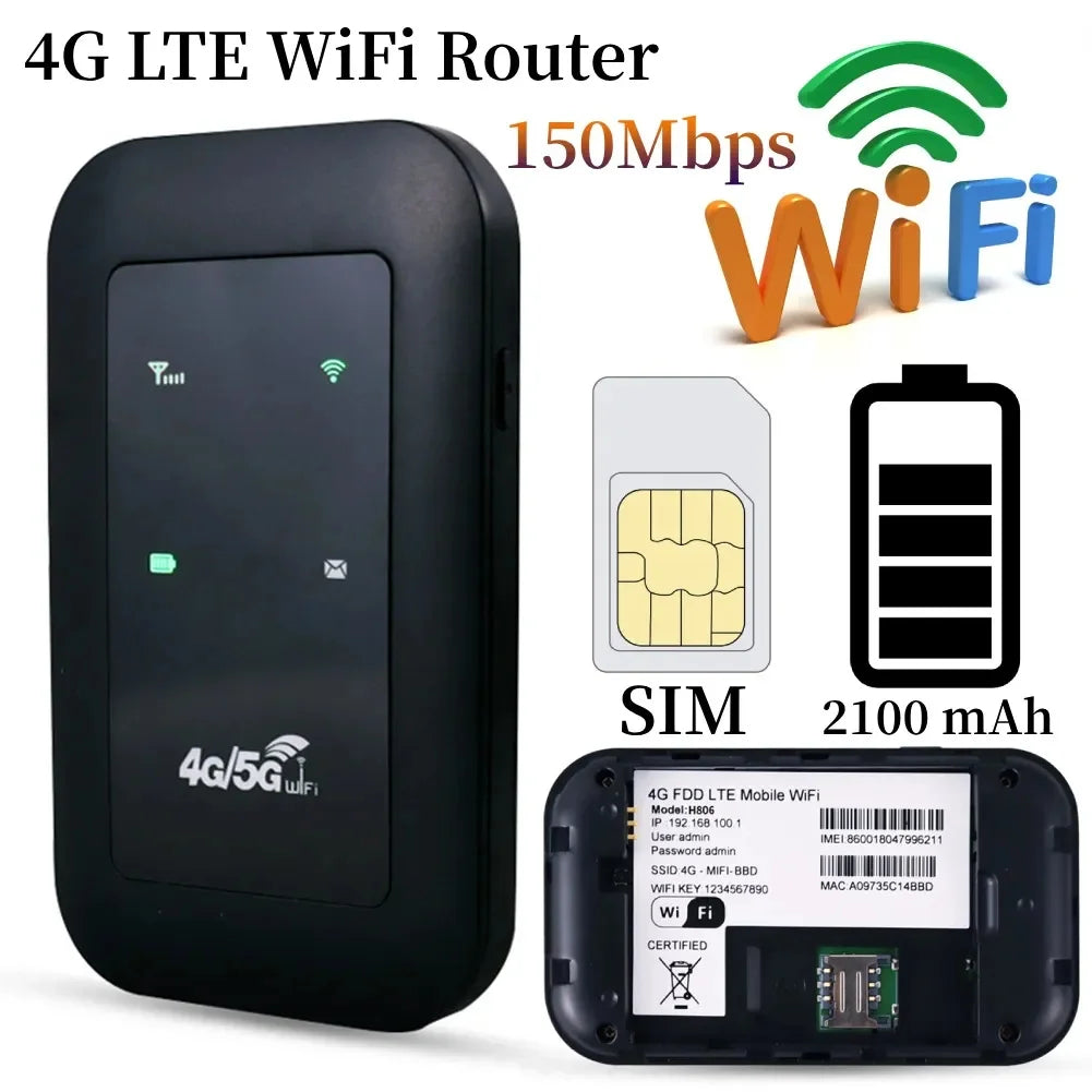 4G WiFi Router 150Mbps LTE USB Portable Router Network Expanded Mobile Hotspot With SIM Card Slot For Business Outdoor Travelers