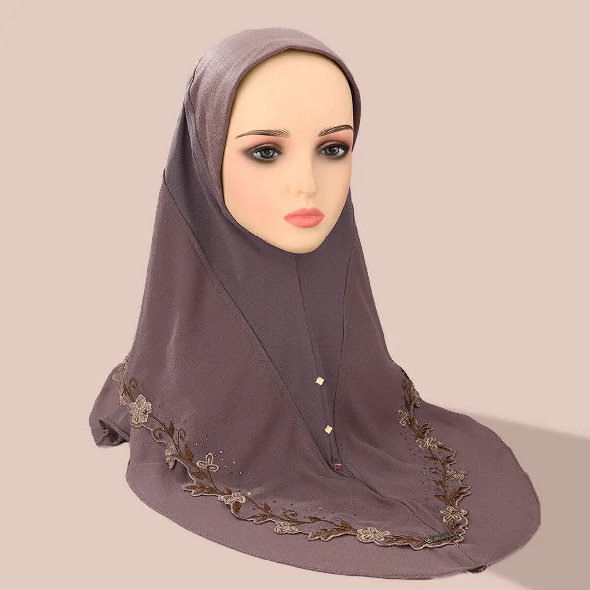 Malaysia Embroidery Floral 2 Layer Hijab Instant Muslim Wear Direct Selendang Islamik Tudung Arab Turban