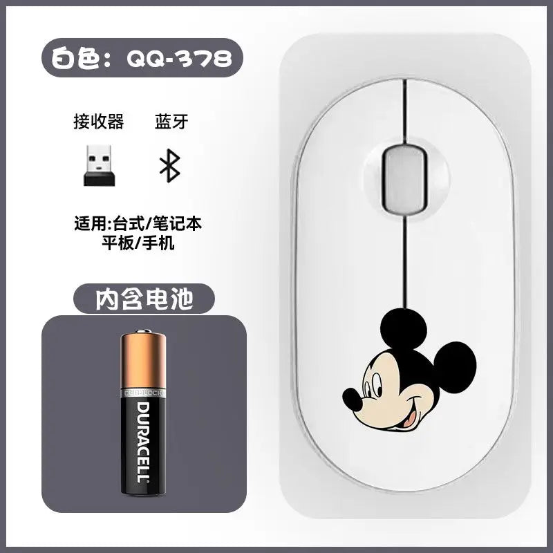 Disney Kawaii Mickey Mouse dan Minnie Wireless Bluetooth Mouse Kartun Comel USB Bluetooth Dual Mode Laptop Rumah Super Senyap