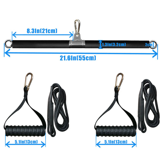 Non-Detachable LAT Pull Down Bar Cable Pulldown Attachments for Gym Straight Bar Resistance Band Bar for Weightlifting Workout
