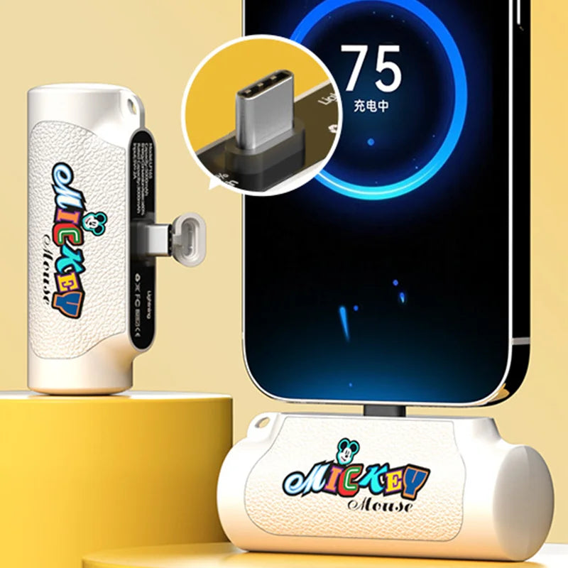 Bank Kuasa Disney Pocket Baharu Jarum Kapsul Tanpa Wayar Bank Kuasa Mudah Alih Kompak Dan Mudah Alih Power Bank Pengecasan Pantas