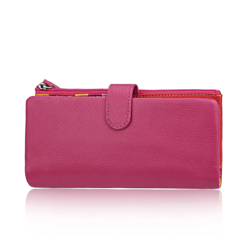 Dompet Wanita Panjang Kulit Tulen Dompet Wanita Zip Dompet Syiling Wanita Berkapasiti Besar Beg Telefon Pemegang Kad Mewah Dompet Wang