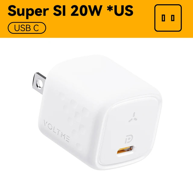 VOLTME 20W Mini USB Type C Pengecas Pengecas Cepat Pengecas Cepat QC4.0 3.0 untuk iPhone 12 Pro Samsung Xiaomi Pengecas Telefon