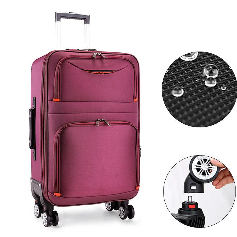Beg Troli Beg Perjalanan Berkapasiti Besar Kalis Air Oxford Rolling Luggage Roda universal 20 inci Kabin Membawa Bagasi