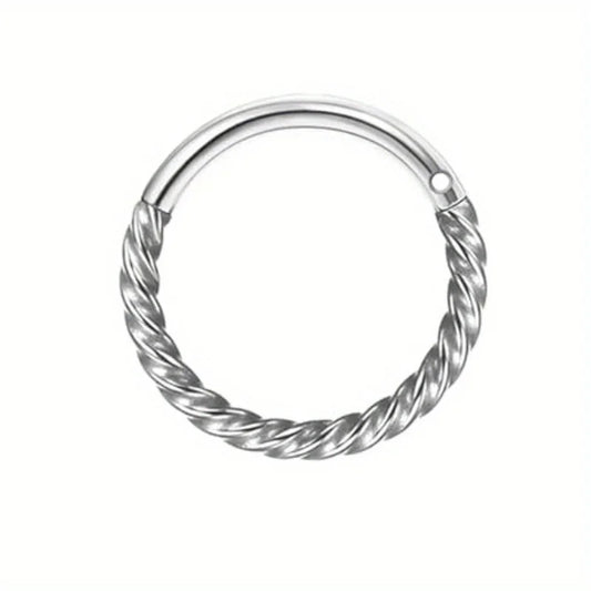 CASSIECA 1Pc Surgical Steel Septum Rings 16G Clicker Nose Rings Hoops Small Cartilage Helix Daith Piercing Jewelry for Women Men