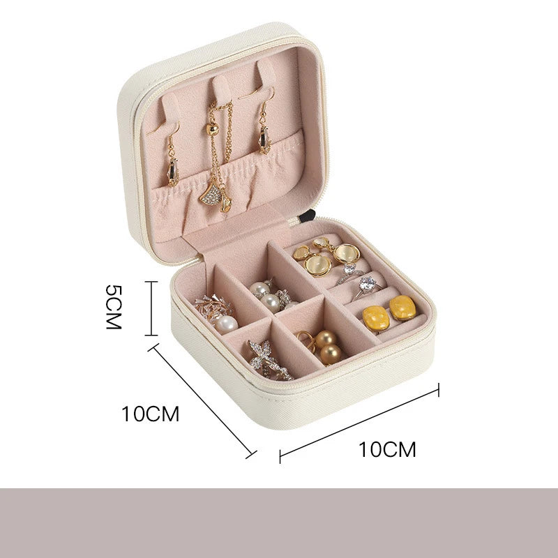 Kotak Penyimpanan Barang Kemas Mini Mudah Alih Penganjur Perjalanan Kes Barang Kemas Kulit Anting-anting Penyimpanan Cincin Kalung Paparan Penganjur Barang Kemas