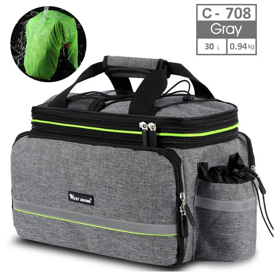WEST BIKING Waterproof Bicycle Saddle Bag 20L Large Capacity Tail Rear 3 in 1 Trunk Bag Road Mountain Luggage Carrier Bike Bags