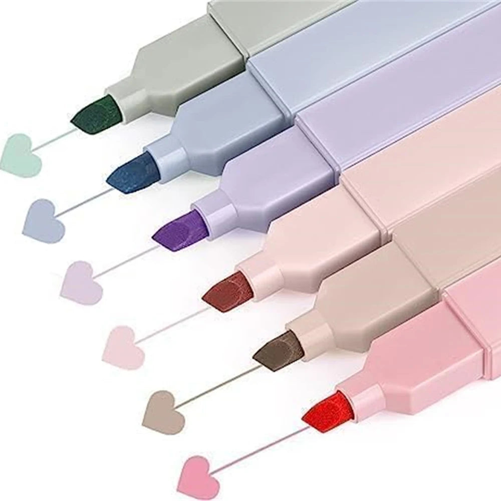 6PCS Fluorescent Colors Chisel Tip Aesthetic Highlighter Marker Pens Set | Multicolor Highlighter Marker Aesthetics